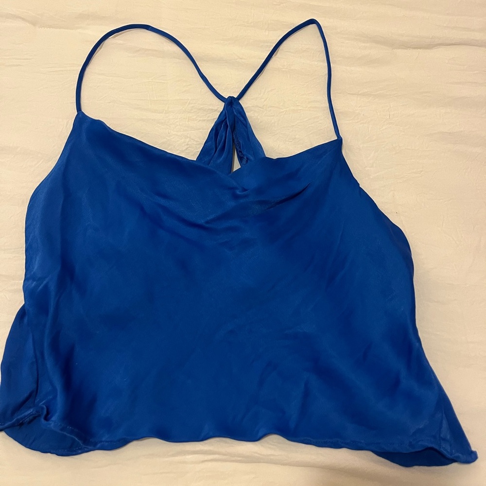 Blue Silk Camisole Top